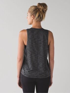 lululemon Cardio Squad Tank II Black Heathered Gray Tank Top Womens‎ Size 4